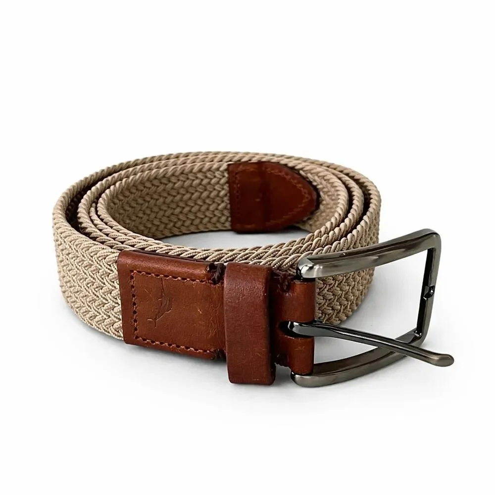 Tommy Bahama Belt Men's Woven Leather Trim OS One Size Never Worn Tan Brown